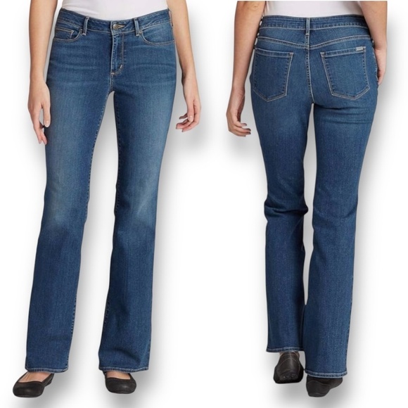 EDDIE BAUER Cotton Blend Slightly Curvy Boot Cut 5 Pocket Jeans US Sz 18 - Picture 1 of 11